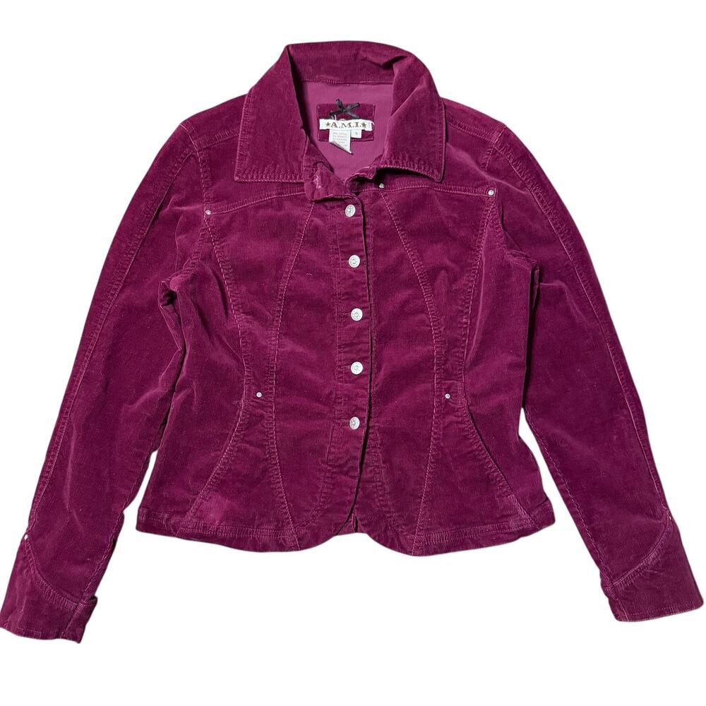 Vintage Y2K AMI Maroon Red Velvet Blazer Size Small